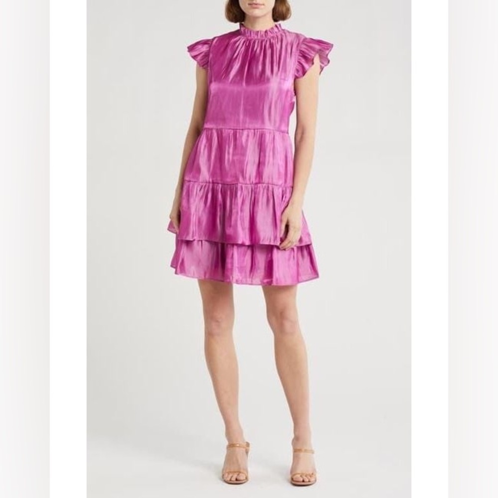 MELLODAY Fuchsia Ruffle Mini Dress Sz Large